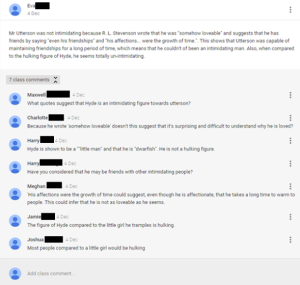 Silent discussion using Google Classroom